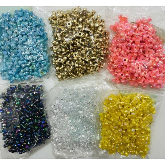144 Gems 10MM TRI Propeller Beads blk,pink,yell,teal or clear 1 Bag - Picture 2 of 12